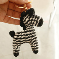Hand-Knitted Cartoon Horse Bag Charm, Crocheted Zebra Doll Keychain, Premium Bag Accessory