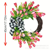 Artificial Tulip Spring Wreath for Front Door Decor