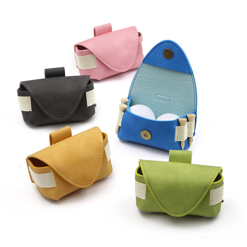 PU Leather Golf Ball Pouch with Belt Clip, Portable Outdoor Sports Ball Holder