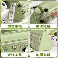 Cute Cartoon Panda Cat Pencil Case Double Layer Large Capacity Stationery Pouch for Students