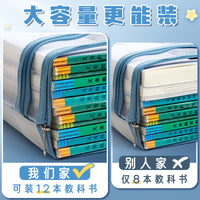 Double-Layer Zipper Mesh A4 Document Bag for Student Homework and Subject Classification, Large Capacity Transparent File Pouch