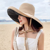 Women's Reversible Wide Brim Sun Hat UV Protection Fisherman Cap