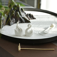 Mini White Porcelain Swan Figurine for Micro Landscape and Aquarium Decor