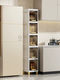 Slim Flip-Top Storage Cabinet for Kitchen & Bathroom, Multi-Layer Narrow Gap Organizer Shelf