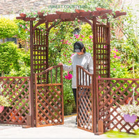 Outdoor Garden Wood Archway with Gate for Climbing Plants