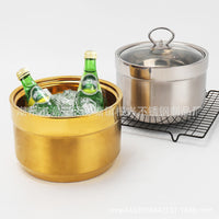 Double-Layer Stainless Steel Ice Bucket for Champagne and Wine, Commercial Bar & Hotel Use