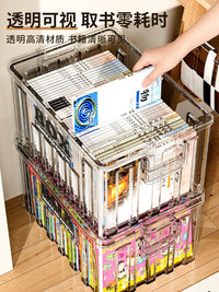 Large Capacity Transparent Book Storage Box for Classroom and Home Use