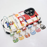 Japanese Style Maneki-Neko Daruma Ceramic Charm for Phones, Bags, and Gifts