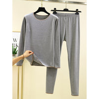 Women's Thermal Underwear Set, Thin Fleece Long Sleeve Top & Bottom for Autumn/Winter