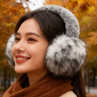 Foldable Faux Leopard Print Earmuffs for Winter Outdoor Warmth