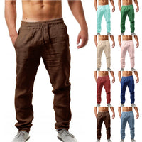 Men's Hip Hop Breathable Cotton Linen Loose Casual Sport Pants
