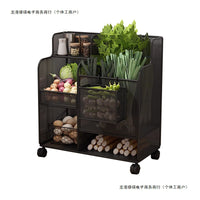 Multi-layer Kitchen Storage Rack with Fruit Vegetable Baskets and Wheels