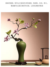 Zen Style Artificial Orchid & Jasmine Floral Arrangement with Ceramic Vase for Home Decor