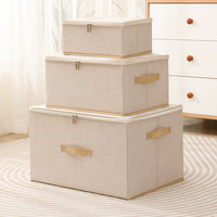 Fabric Storage Box with Zipper for Clothes, Foldable Moisture-proof Wardrobe Organizer