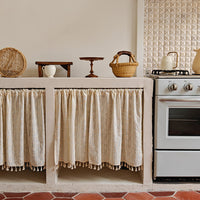Daisy/Lilac Floral Cabinet Curtain, No-Drill Japanese Style Half Curtain for Kitchen & Home