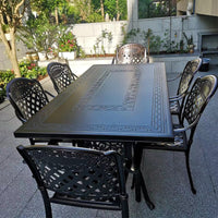 Outdoor Patio Cast Aluminum Dining Table and Chairs Set for Garden Villa Balcony