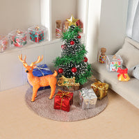 Miniature Christmas Living Room Decor Set with Tree, Deer, Gift Boxes, and Carpet