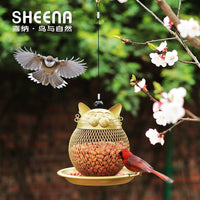 Lucky Cat Outdoor Hanging Bird Feeder for Garden and Balcony