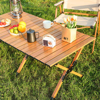 Outdoor Portable Folding Camping Table, Aluminum Alloy Roll-Up Picnic Table for Camping, Beach, BBQ