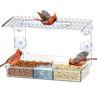 Transparent Wall-Mounted Bird Feeder for Parrots and Small Birds - No-Drill Suction Cup Design