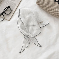 Korean Striped Polka Dot Silk Scarf for Women, Neck Decoration, French Style Small Kerchief for Travel and Vacation