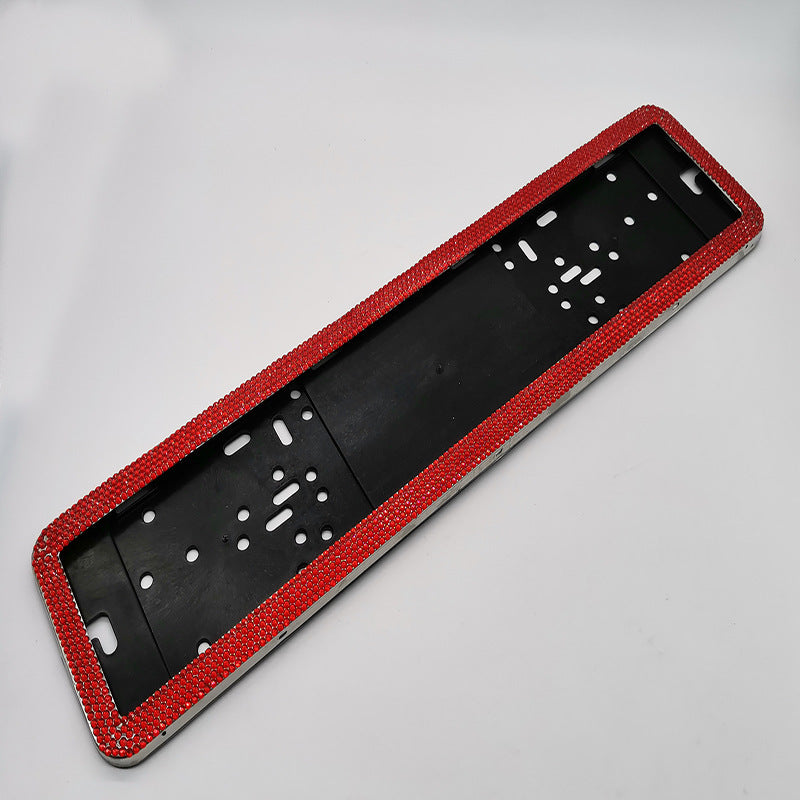 Rhinestone European License Plate Frame Bling Crystal Stainless Steel Acrylic Car Tag Holder