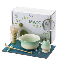 Japanese Matcha Tea Ceremony Set with Bowl, Whisk, Scoop, and Cloth