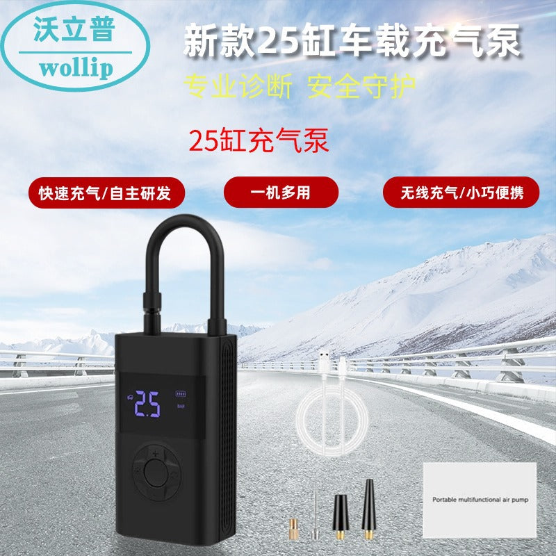 Portable 25-Cylinder Car Tire Inflator for Motorcycles & Bicycles