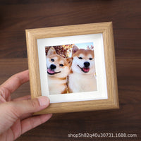 3D Hollow Mini Square Photo Frame for Tabletop Display, Wooden DIY Picture Calligraphy Empty Frame