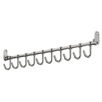 304 Stainless Steel Kitchen Utensil Hanging Rack with Movable Hooks, No-Drill Wall Mount for Spatulas and Spoons
