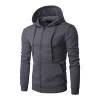 Men's Thermal Hooded Zip-Up Sweatshirt Slim Fit Sport Casual Hoodie with Custom Logo Option