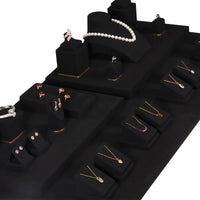 Black Velvet Jewelry Display Set for Earrings, Rings, and Necklaces
