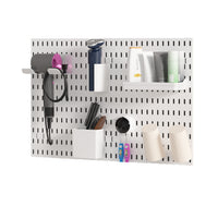No-Drill Wall-Mounted Pegboard Organizer for Bathroom & Kitchen, Hair Dryer Holder & Storage Shelf
