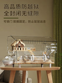 Large Acrylic Hamster Cage with Escape-Proof Design and Accessories