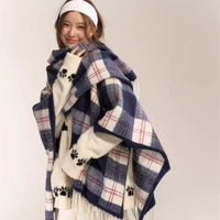 Plaid Tassel Scarf Shawl for Women