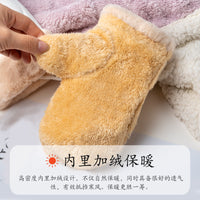 Unisex Winter Warm Suede-like Windproof Full Finger Gloves with Neck Strap for Cycling