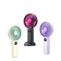Portable Mini Handheld Desk Fan with Digital Battery Display, 6-Speed Adjustable, Rechargeable