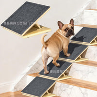 Adjustable Height Wooden Pet Stairs with Non-Slip Treads for Small Dogs