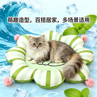 Pet Cooling Mat Reversible Round Flower Pet Bed for Cats and Dogs