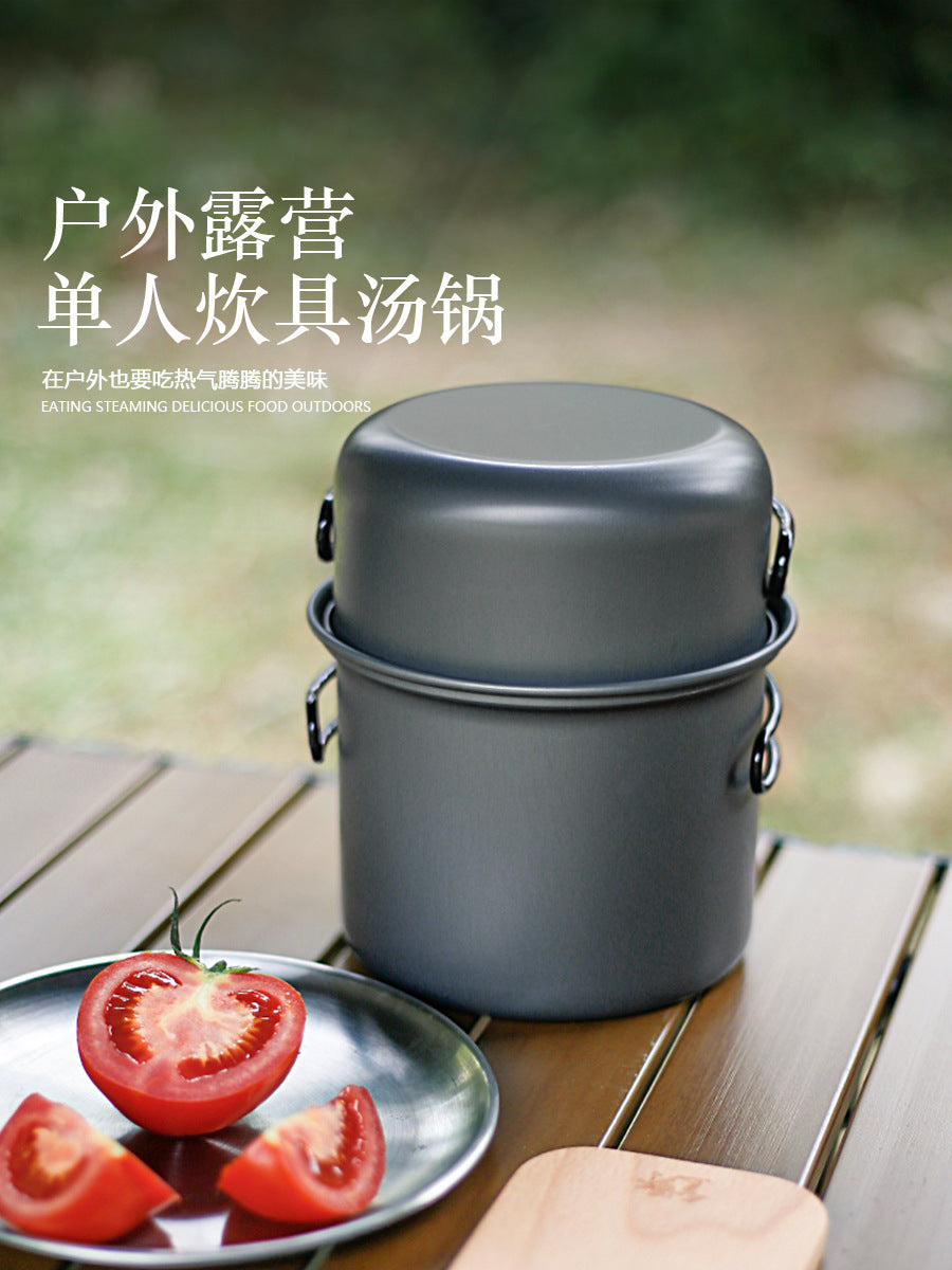 Portable Non-Stick Camping Cookware Set for Single Person Outdoor Use