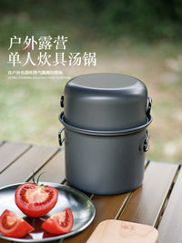 Portable Non-Stick Camping Cookware Set for Single Person Outdoor Use