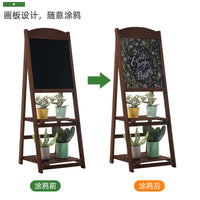 Foldable Wooden Plant Stand with Chalkboard for Indoor/Outdoor Use