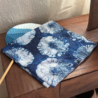 Indigo Tie-Dye Cotton Linen Blend Scarf for Women - Lightweight Neck, Head, or Bag Accessory