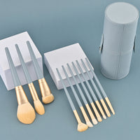 10-Piece Blue Bridge Makeup Brush Set with Soft Bristles and Portable Storage