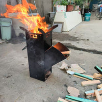 Portable Rocket Stove for Outdoor Camping and Picnics - Wood Burning Cooker for Boiling Water and Frying