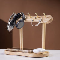 Wooden Key Holder Storage Tray with Jewelry Organizer for Entryway and Shoe Cabinet