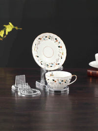 Acrylic Coffee Cup and Saucer Display Stand for European Style Trays