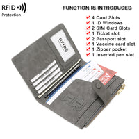 RFID Blocking Passport Holder with Zipper Closure - Multi-functional Travel Document Organizer