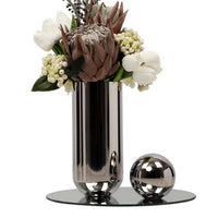 Modern Luxury Stainless Steel & Ceramic Flower Vase for Home Decor