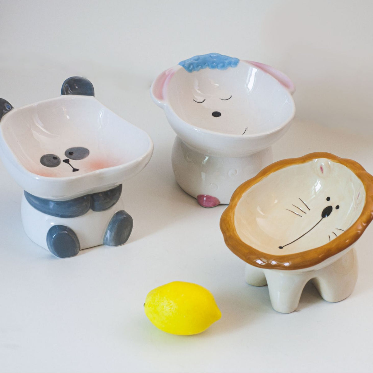 Elevated Ceramic Pet Bowl for Cats and Small Dogs, Tilted Design for Neck Protection, Decorative Food and Water Dish